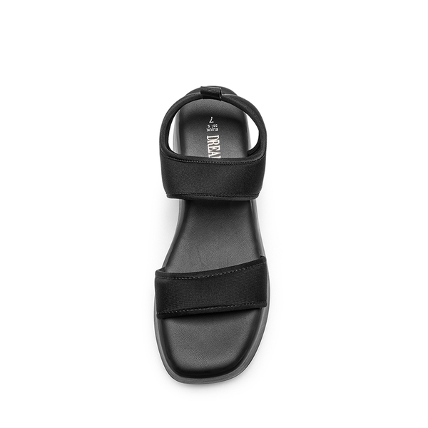 Comfort Low Wedge Square Toe Platform Sandals - BLACK - 4
