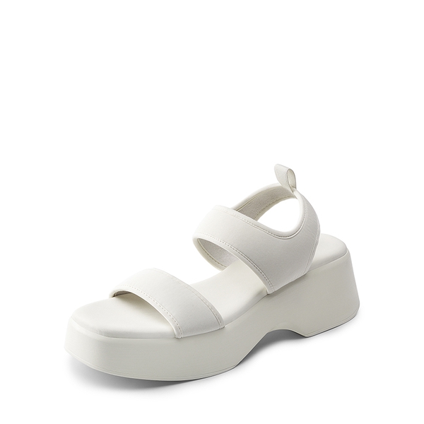 Comfort Low Wedge Square Toe Platform Sandals - WHITE -  0