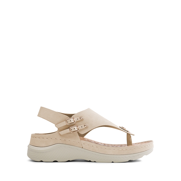 Massage Footbed T-strap Comfortable Sandals - BEIGE - 1