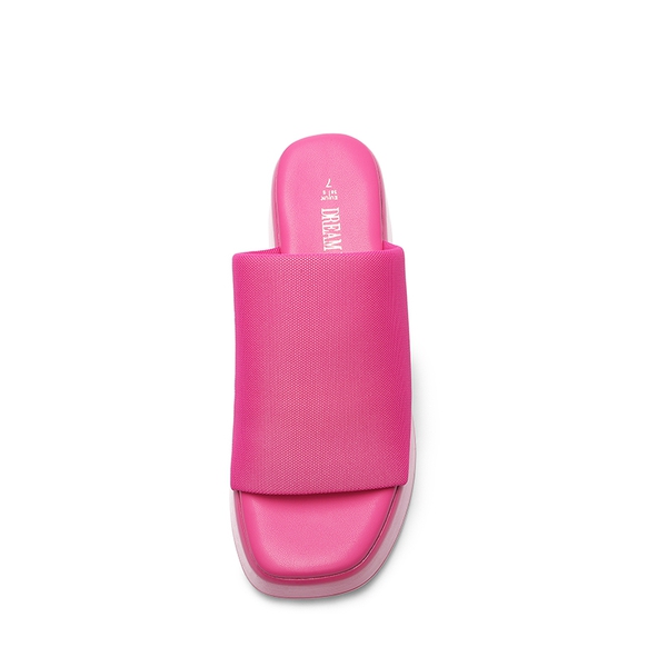 Knitted Chunky Flatform Slip On Sandals - HOT PINK - 4