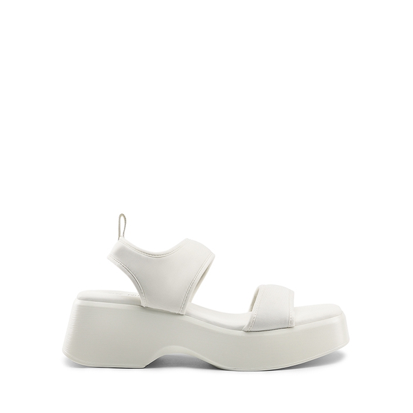 Comfort Low Wedge Square Toe Platform Sandals - WHITE - 1