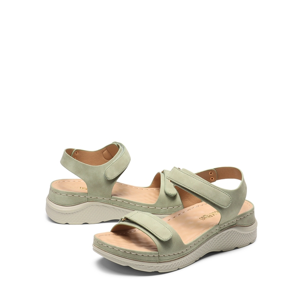 Hook-And-Loop Straps Massage Footbed Sandals - GREEN - 5