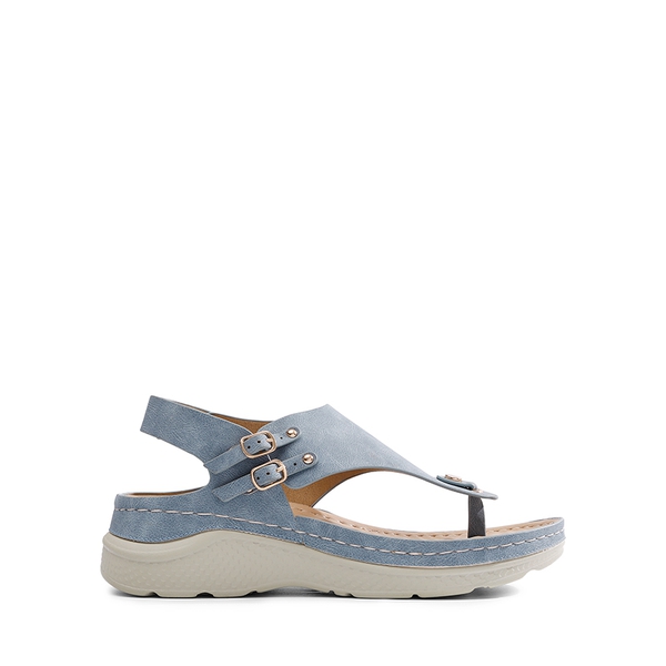 Massage Footbed T-strap Comfortable Sandals - BLUE - 1