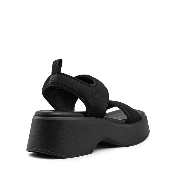 Comfort Low Wedge Square Toe Platform Sandals - BLACK - 3