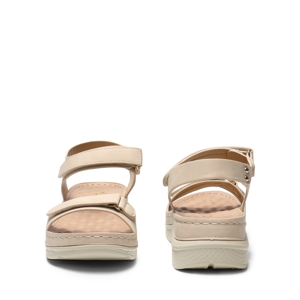 Hook-And-Loop Straps Massage Footbed Sandals - NUDE - 3