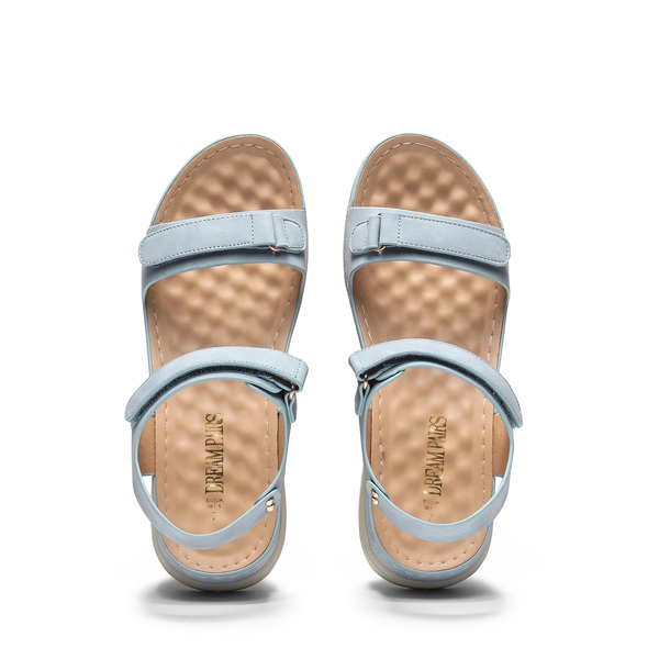Hook-And-Loop Straps Massage Footbed Sandals - BLUE - 4