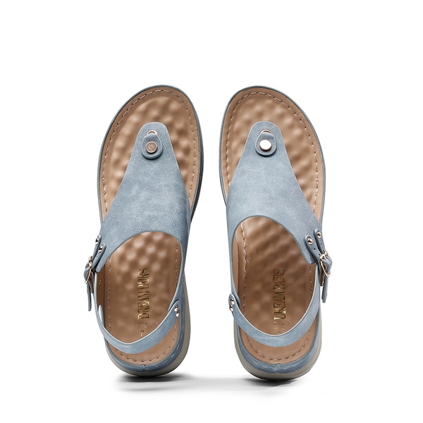 Massage Footbed T-strap Comfortable Sandals - BLUE - 4