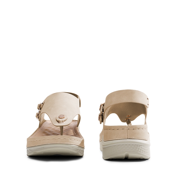 Massage Footbed T-strap Comfortable Sandals - BEIGE - 3