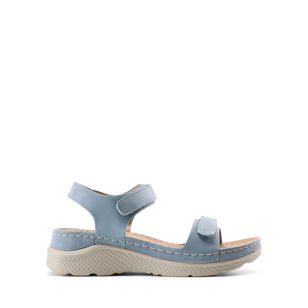 Hook-And-Loop Straps Massage Footbed Sandals - BLUE - 1