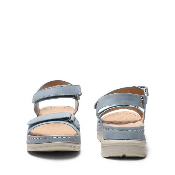 Hook-And-Loop Straps Massage Footbed Sandals - BLUE - 3