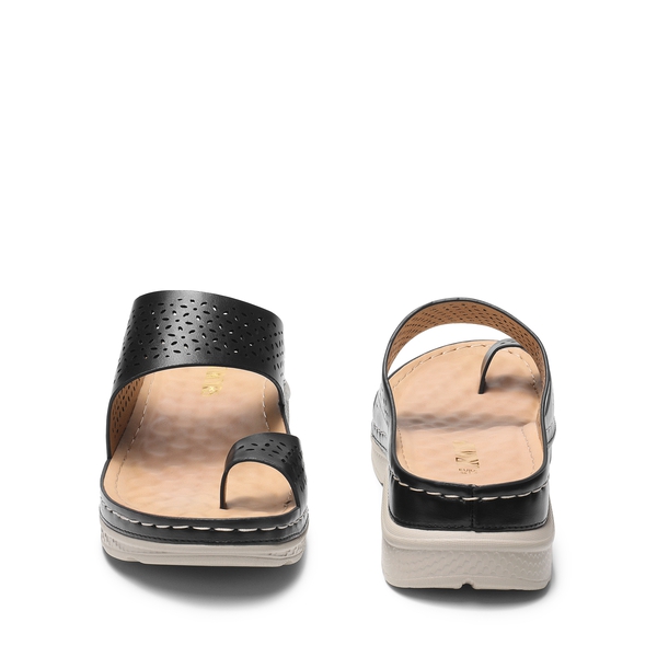 Massage Footbed Arch Support Cut-Out Sandals - BLACK - 3