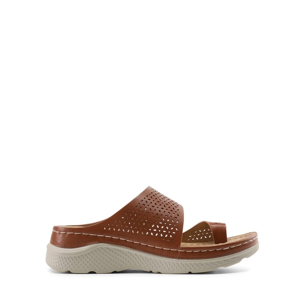 Massage Footbed Arch Support Cut-Out Sandals - BROWN - 1