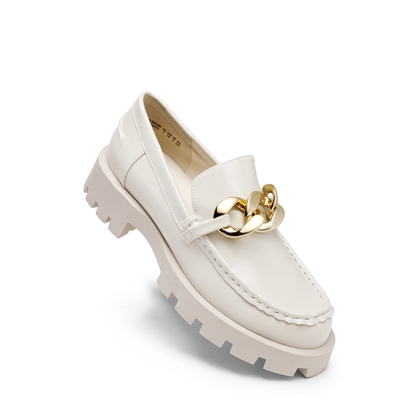 Classic Golden Chain Chunky Loafers - BEIGE - 4