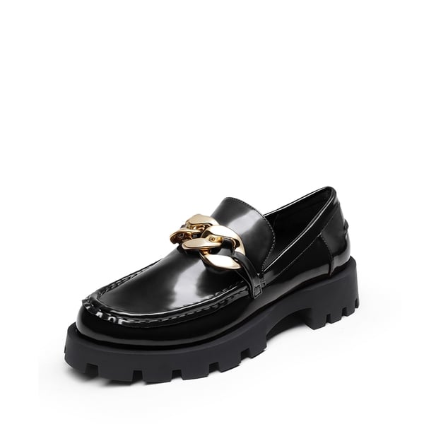 Classic Golden Chain Chunky Loafers - BLACK -  0