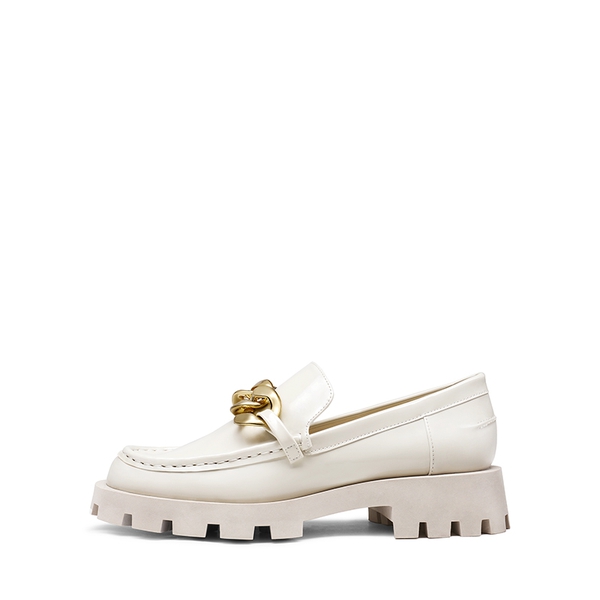 Classic Golden Chain Chunky Loafers - BEIGE - 2