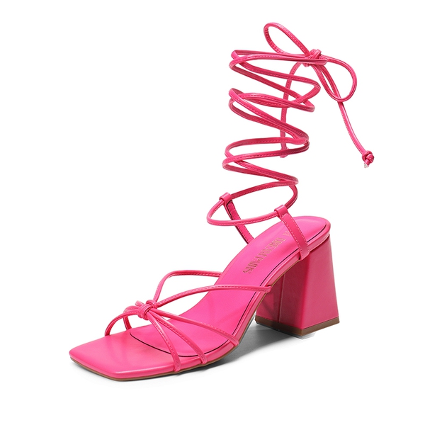 Hot pink lace up sandals top