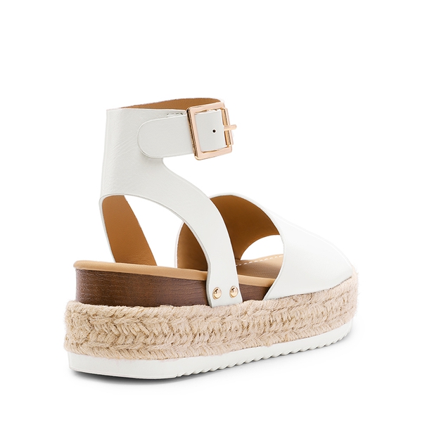 Ankle Strap Platform Espadrille Sandals - WHITE PU - 2