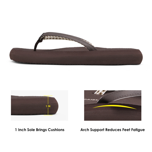 Arch Support Flip Flops - BROWN - 3