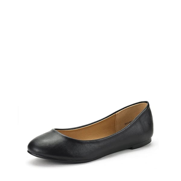 Comfortable Ballerina Walking Flats - BLACK PU -  0