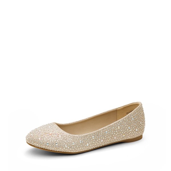 Ballet Rhinestone Sparkly Flats Shoes - GOLD -  0