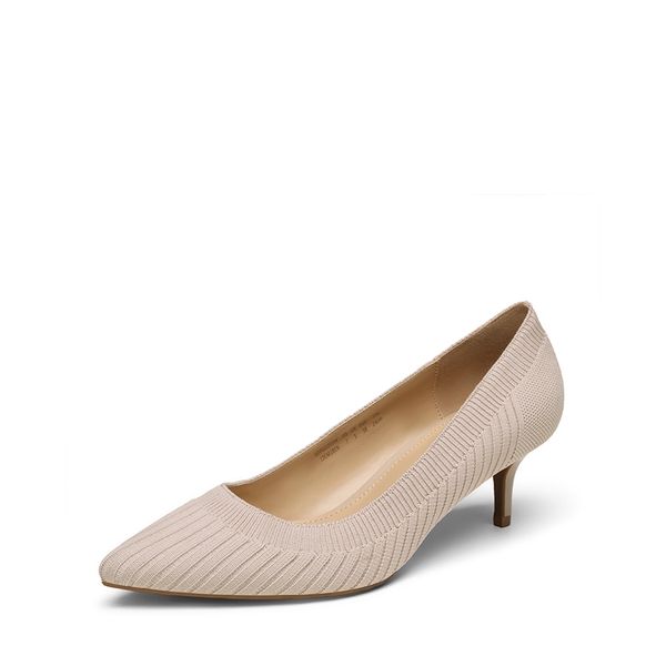 Pointed Toe Knitted Kitten Heel Pumps - NUDE-PINK KNITTING -  0