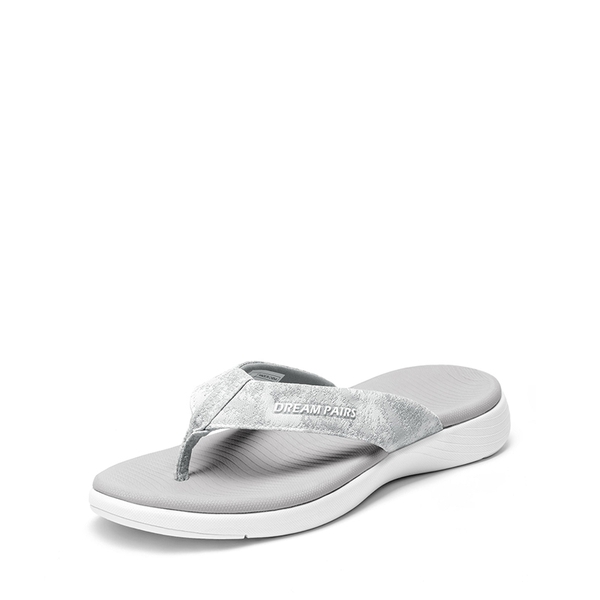 Comfortable Flip Flops With Arch Support - LIGHT GREY -  0
