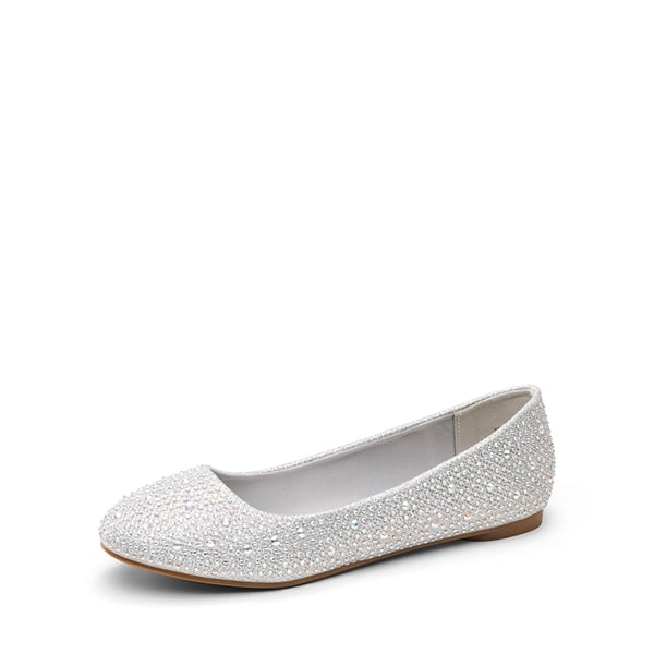 Ballet Rhinestone Sparkly Flats Shoes - SILVER -  0