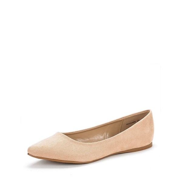 Pointed Toe Ballet Slip On Flats - NUDE SUEDE -  0