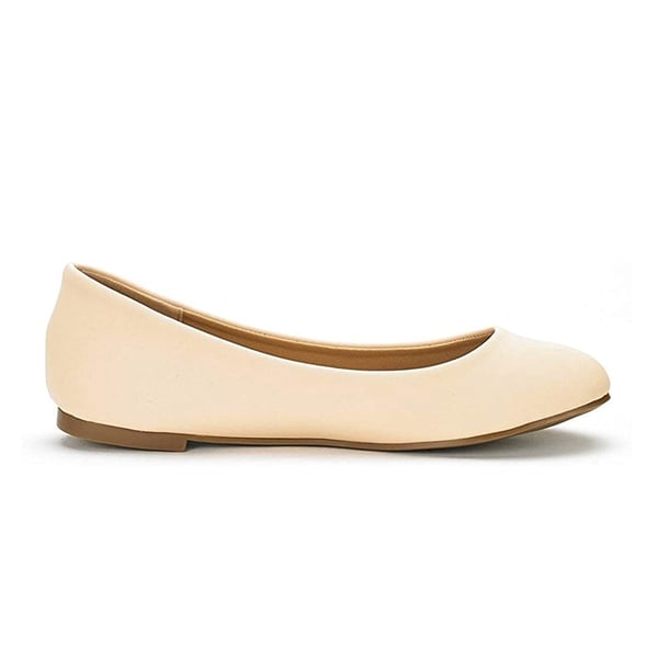 Comfortable Ballerina Walking Flats - NUDE NUBUCK - 1