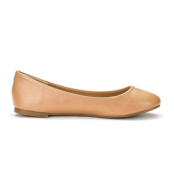 Comfortable Ballerina Walking Flats - NUDE PU - 1