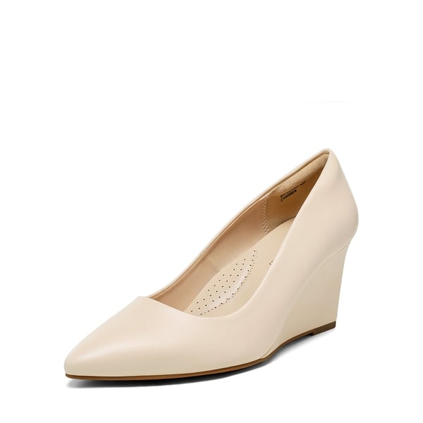 Pointed Toe Wedge Pump Shoes - NUDE -  0