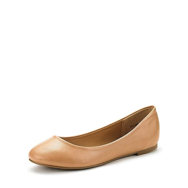 Comfortable Ballerina Walking Flats - NUDE PU -  0