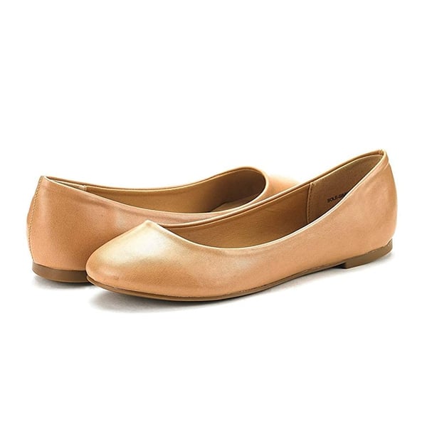Comfortable Ballerina Walking Flats - NUDE PU - 3