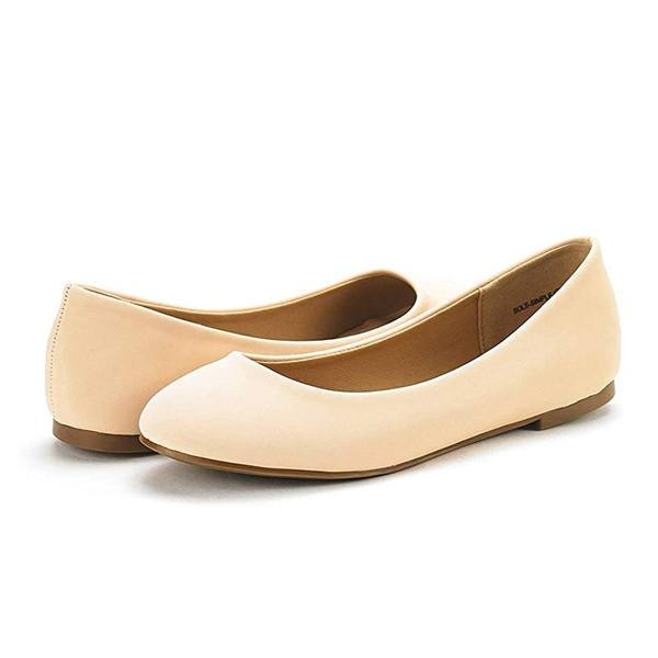 Comfortable Ballerina Walking Flats - NUDE NUBUCK - 3