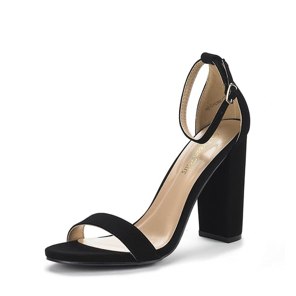 Women's Chunky High Heel Pump Sandals - BLACK NUBUCK -  0