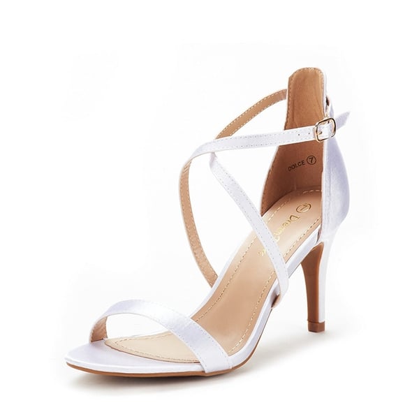 Criss Cross Stiletto Pump Heels Sandals - WHITE -  0