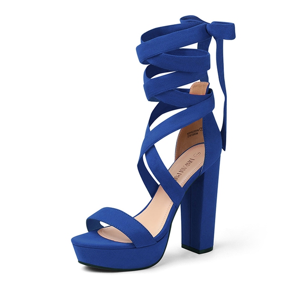 Women's High Heel Platform Gladiator Sandals - ROYAL BLUE -  0