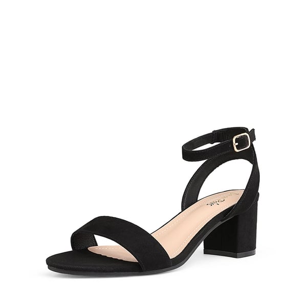 Chunky Block Heel Sandals - BLACK SUEDE -  0