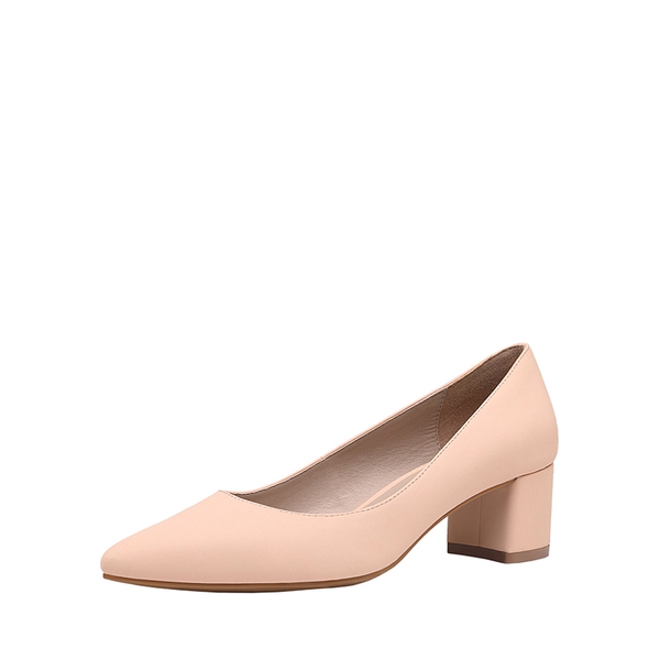 Closed Toe Block Heel Pumps - APRICOT NUBUCK PU -  0