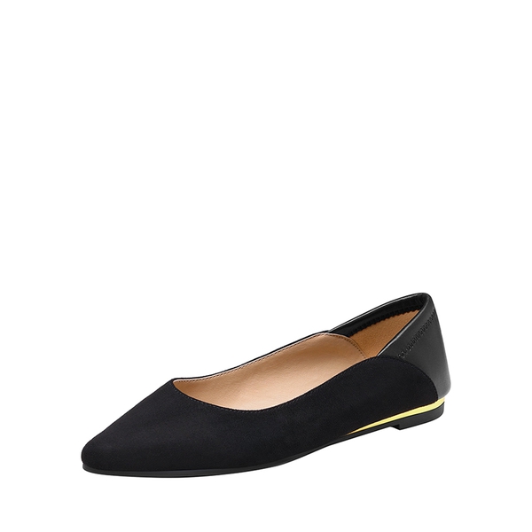 Pointed Toe Cute Ballet Flats - BLACK SUEDE -  0