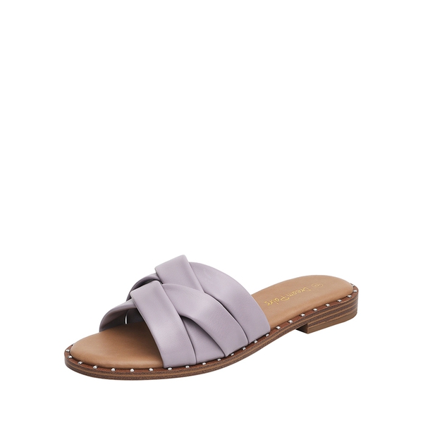 Studded Flat Slide Sandals - TARO PURPLE -  0
