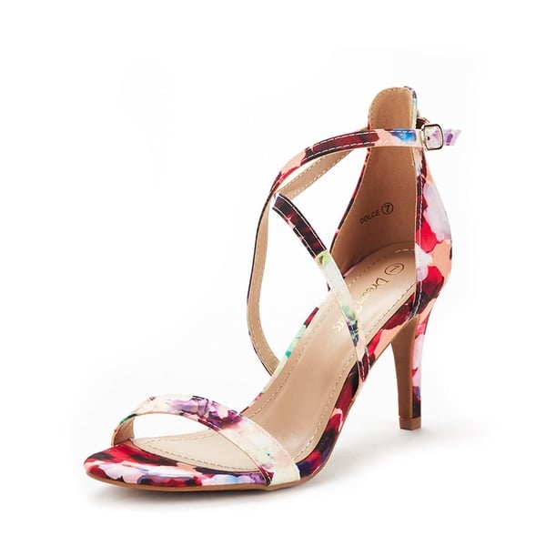 Criss Cross Stiletto Pump Heels Sandals - FLORAL -  0