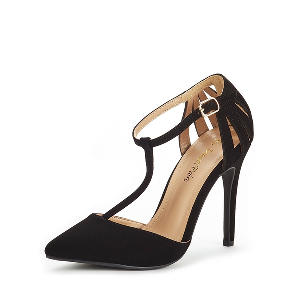 Strappy High Heel Pump Shoes - BLACK NUBUCK -  0