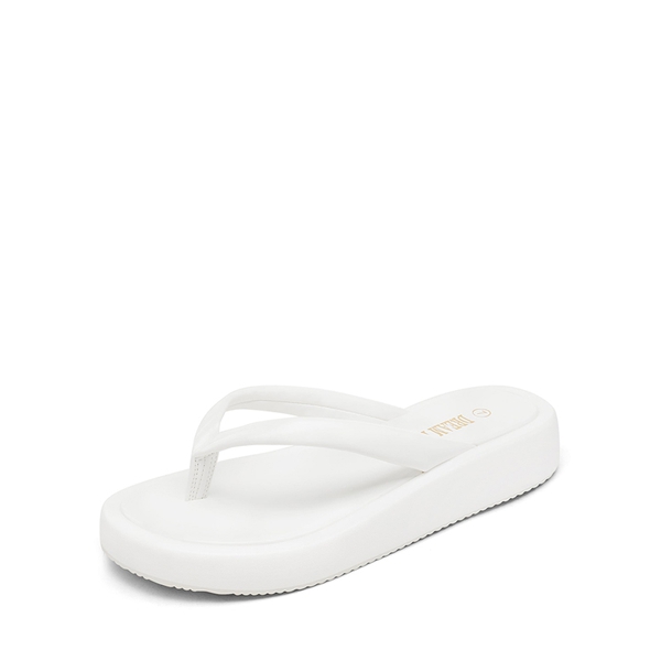 Platform Thong Flip Flops - WHITE PU -  0