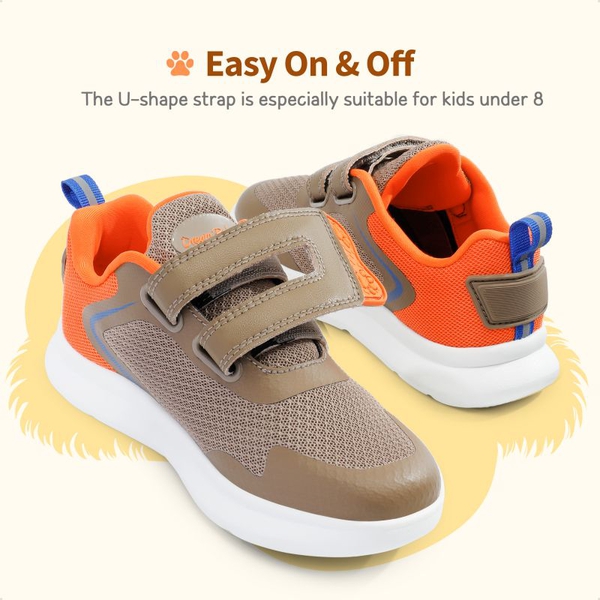 Kids Mesh Upper Easy On & Off Athletic Running Shoes - BROWN ORANGE - 3