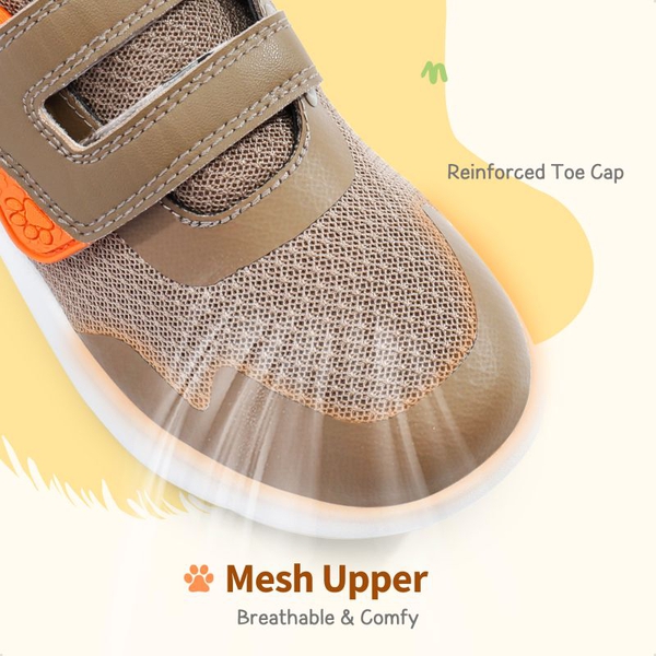 Kids Mesh Upper Easy On & Off Athletic Running Shoes - BROWN ORANGE - 1