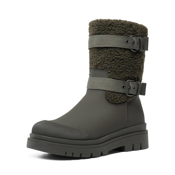 Waterproof Fur Lining Mid Calf Snow Boots - OLIVE GREEN -  0