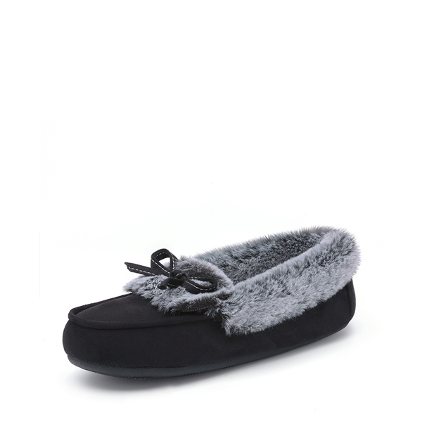 Slip on Faux Fur Lining Slippers - BLACK -  0