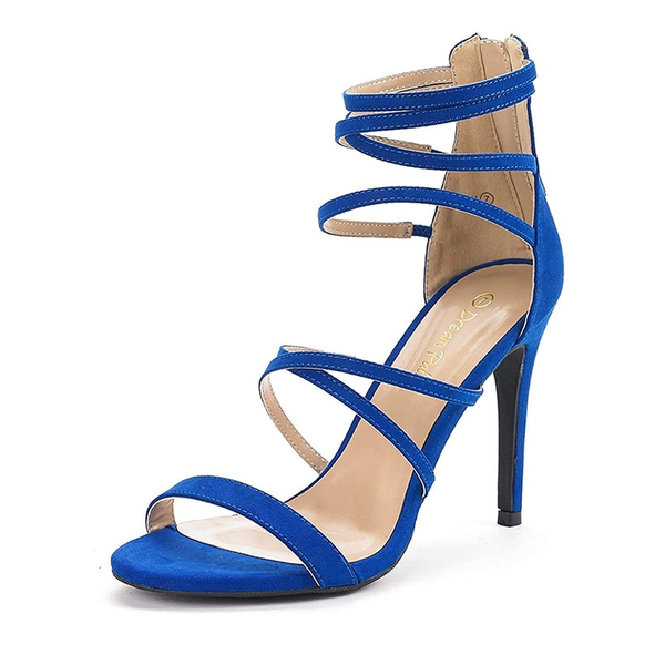 High Heel Strappy Pump Sandals - ROYAL BLUE -  0