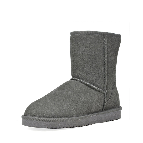 [FuzzyClassic Mid Boot] Suede Mid Calf Snow Boots - GREY -  0